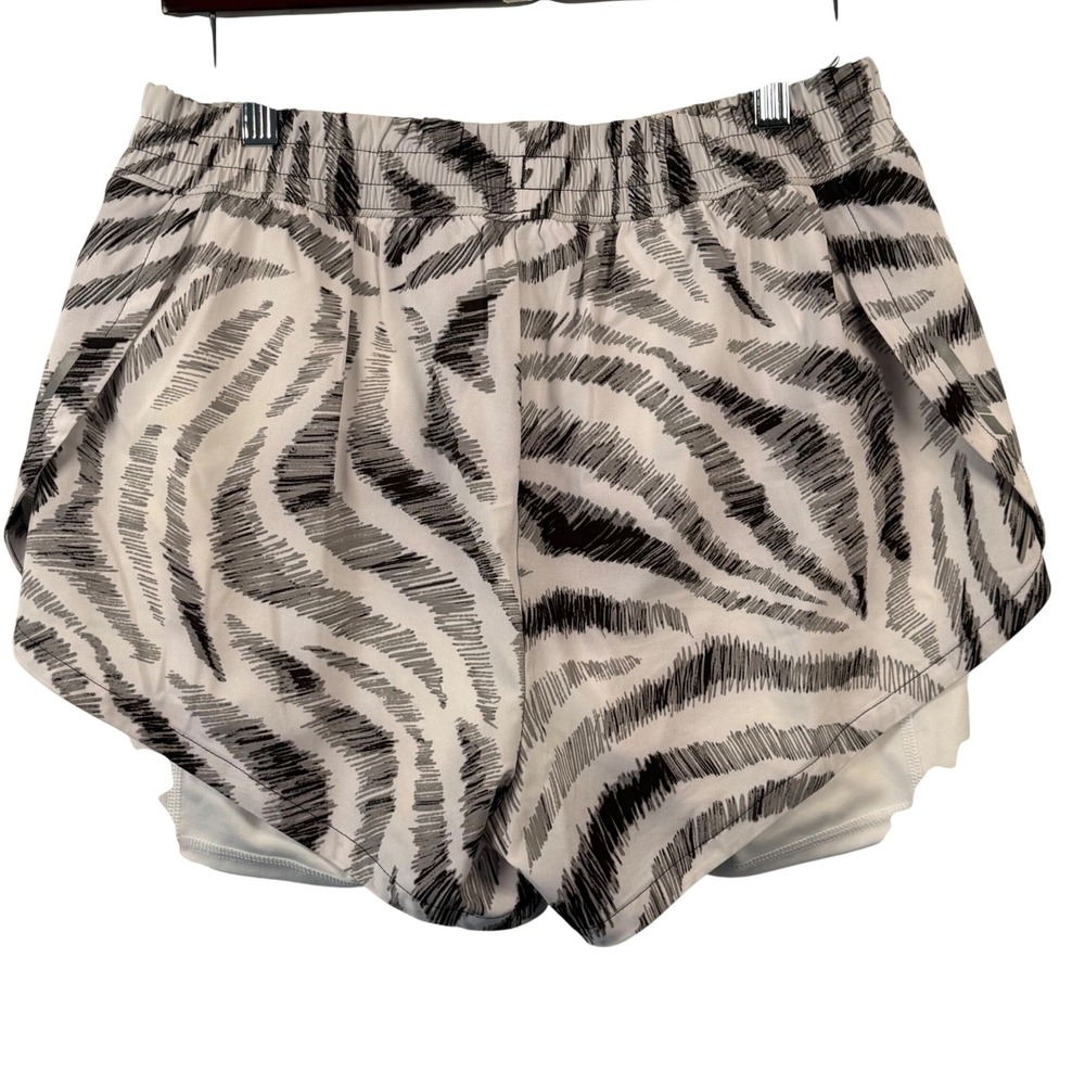 DSG Womens M 2-in-1 Running Shorts White Black Zebra Print DAW11193PRT Athletic - Picture 2 of 6
